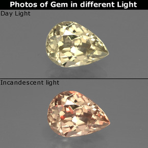 Diasporo cangiante naturale  da 1,05 ct, taglio a pera, VVS-VS