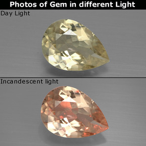 Diasporo cangiante naturale cangiante da 1,02 ct, taglio a pera, VVS-VS