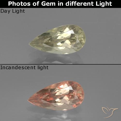 1.06ct Naturale Giallo Beige Diaspro cangiante, Forma a pera, VS