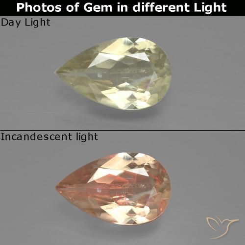 1.23ct Naturale Giallo molto chiaro Diaspro cangiante, Forma a pera, SI