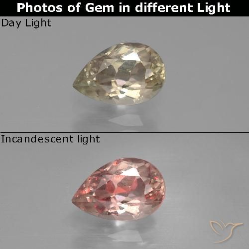 Diasporo cangiante naturale giallo da 1,19 ct, taglio a pera, VS-SI