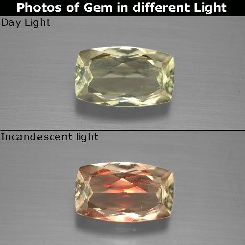 Diaspro cangiante Giallo pallido naturale da 1.29 ct, Taglio a cuscino, VS