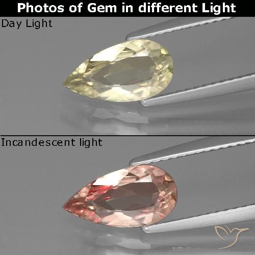 1.15ct Naturale Giallo dorato chiaro Diaspro cangiante, Forma a pera, VS