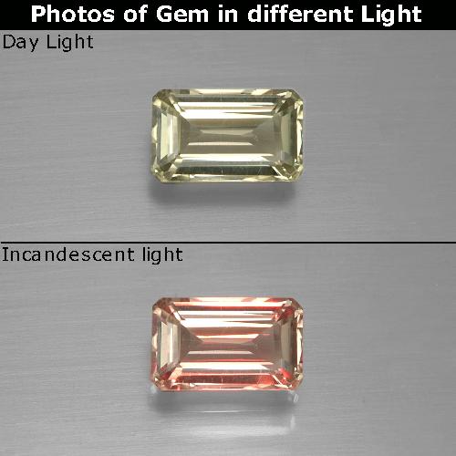 Diasporo cangiante naturale giallo da 1,15 ct, taglio smeraldo, VVS-VS