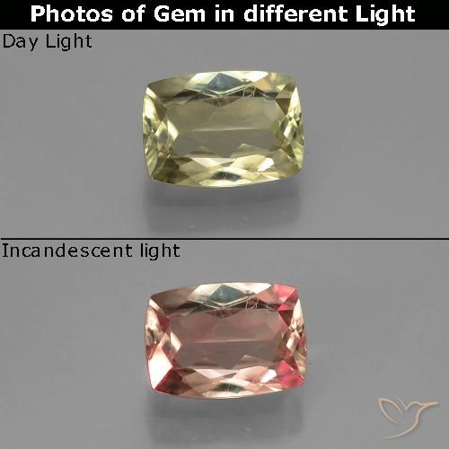 0.99ct Naturale Giallo chiaro Diaspro cangiante, Cuscino, VS