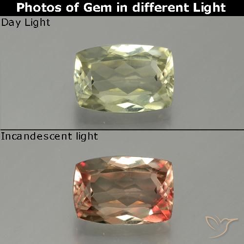Diasporo cangiante naturale giallo da 1,12 ct, taglio a cuscino, VS