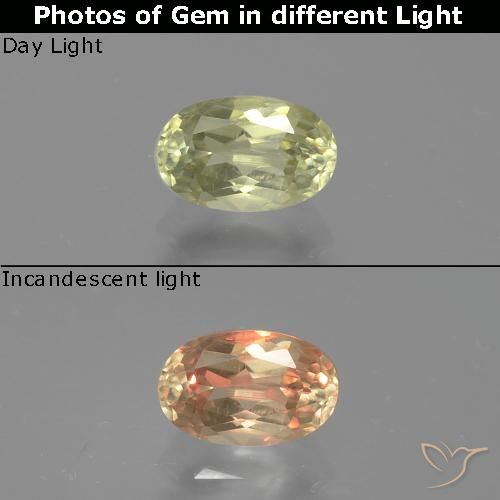 0.79ct Naturale Giallo verde Diaspro cangiante, Ovale, VS