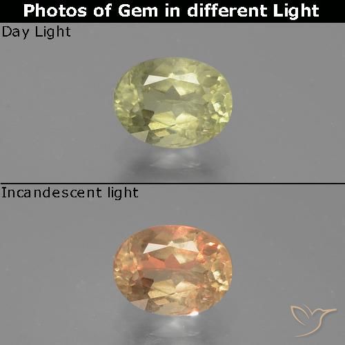 0.75ct Naturale Giallo chiaro Diaspro cangiante, Ovale, SI