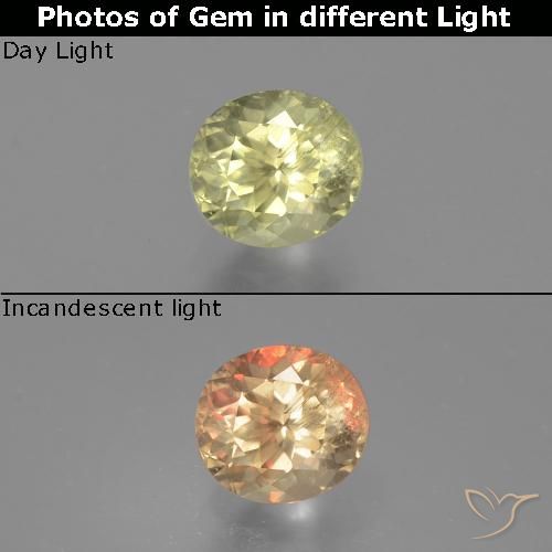 Diaspro cangiante Giallo chiaro naturale da 0.83 ct, Taglio ovale, VS-SI