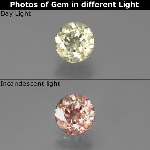 Diasporo cangiante naturale giallo da 0,70 ct, taglio rotondo, VS-SI