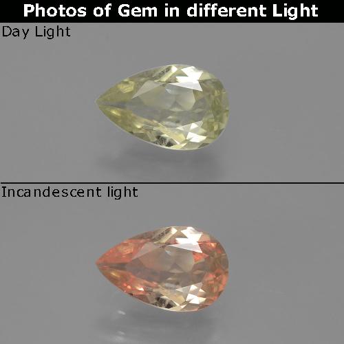 Diasporo cangiante naturale giallo da 0,78 ct, taglio a pera, VS