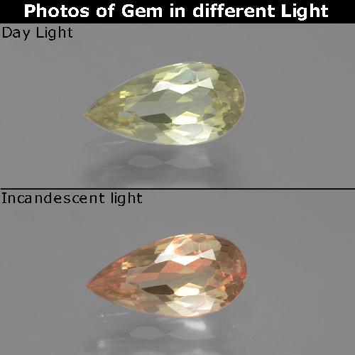 Diaspro cangiante Giallo chiaro naturale da 0.93 ct, Forma a pera, VS