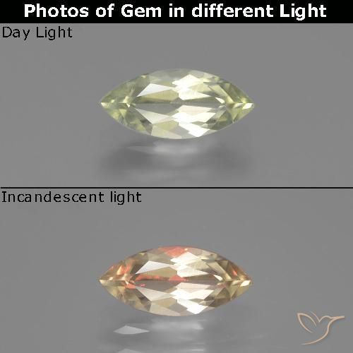 0.77ct Naturale Giallo molto chiaro Diaspro cangiante, Taglio marquise, VVS-VS