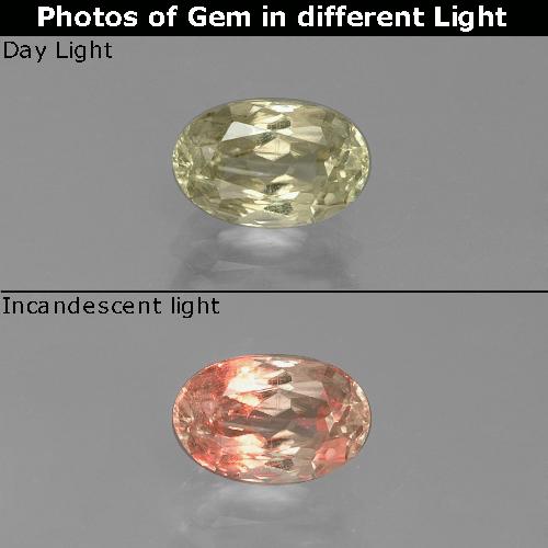 Diasporo cangiante naturale giallo da 0,89 ct, taglio ovale, VS