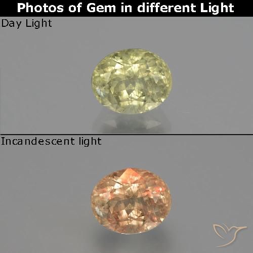 Diaspro cangiante Giallo chiaro naturale da 1.26 ct, Ovale, SI