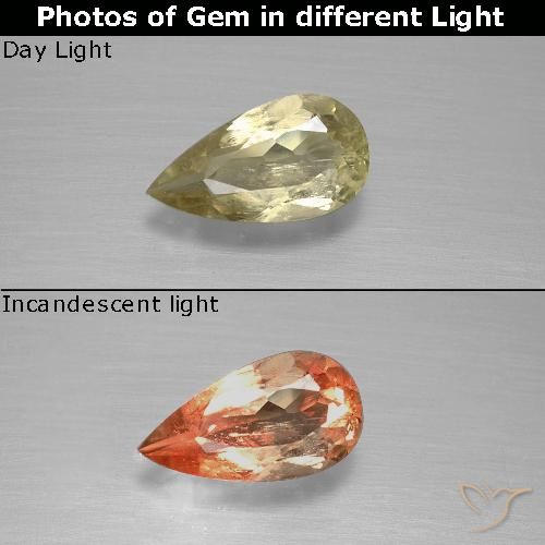 0.96ct Naturale Giallo caldo Diaspro cangiante, Forma a pera, VS-SI