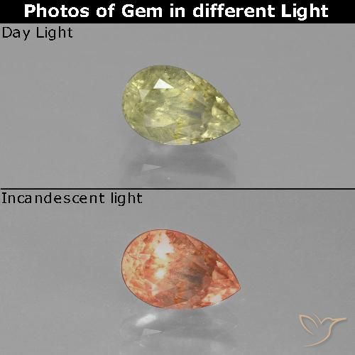 0.96ct Naturale Giallo medio Diaspro cangiante, Forma a pera, SI
