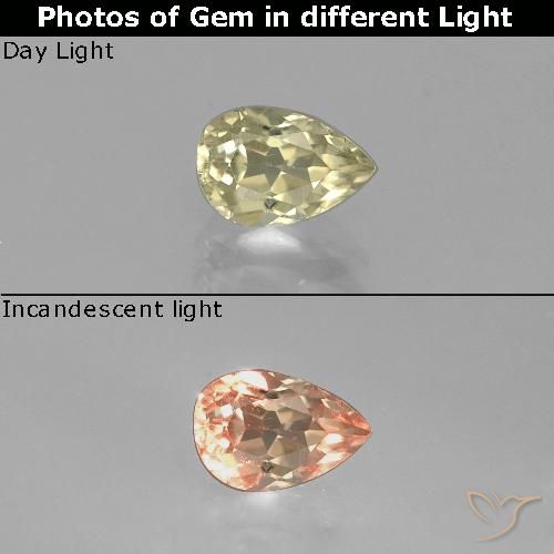0.83ct Naturale Giallo medio Diaspro cangiante, Forma a pera, VVS-VS