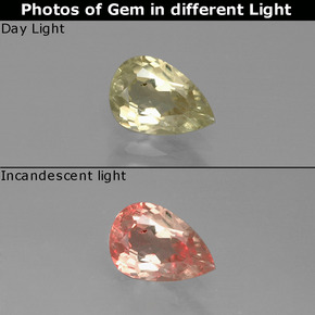 Diasporo cangiante naturale giallo da 0,92 ct, taglio a pera, VS-SI