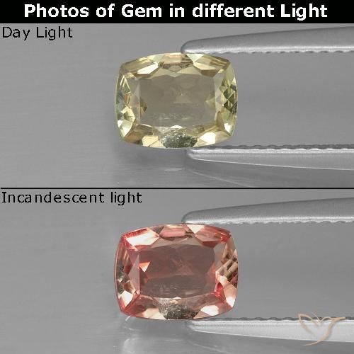 0.92ct Naturale Giallo chiaro Diaspro cangiante, Cuscino, VS-SI