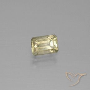Diasporo cangiante naturale giallo da 0,86 ct, taglio smeraldo, VS-SI