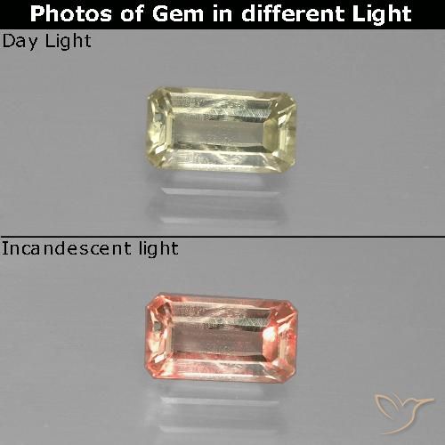 0.78ct Naturale Giallo molto chiaro Diaspro cangiante, Taglio smeraldo, VS