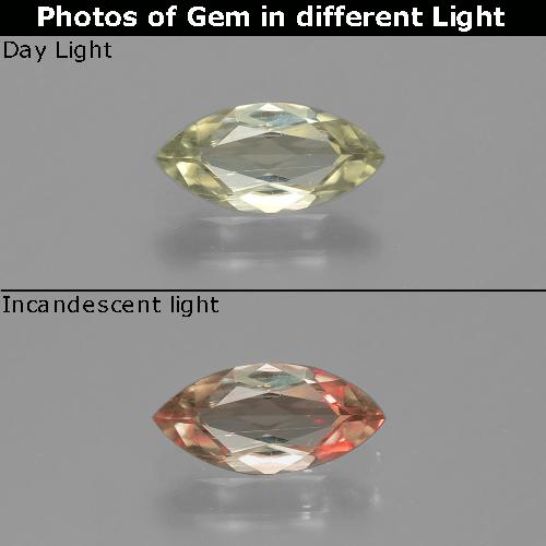 Diasporo cangiante naturale giallo da 0,62 ct, marchesa, VS