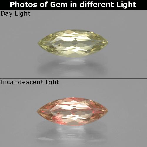 Diasporo cangiante naturale giallo da 0,97 ct, marchesa, VS-SI