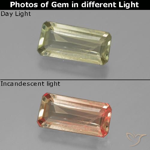 1.10ct Naturale Giallo Beige Diaspro cangiante, Taglio smeraldo, VS-SI