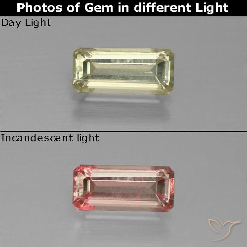 1.22ct Naturale Giallo pallido Diaspro cangiante, Taglio smeraldo, VS-SI