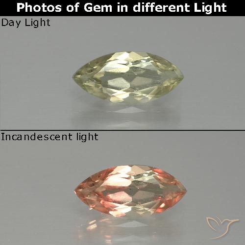 Diasporo cangiante naturale giallo da 1,27 ct, marchesa, VS-SI