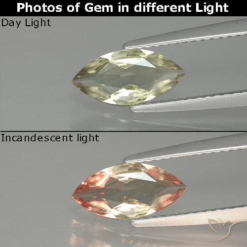 1.00ct Naturale Giallo dorato molto chiaro Diaspro cangiante, Taglio marquise, VVS-VS