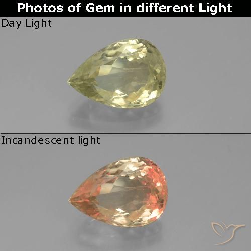 3.24ct Naturale Giallo molto pallido Diaspro cangiante, Forma a pera, VS-SI