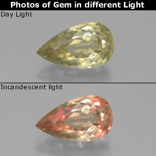 Diaspro cangiante Giallo molto pallido naturale da 3.30 ct, Forma a pera, VS