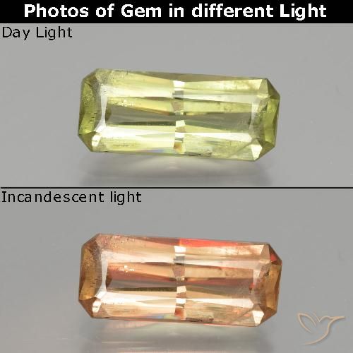 Diasporo cangiante naturale giallo da 3,65 ct, taglio smeraldo, SI