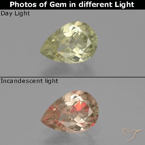 1.12ct Naturale Giallo medio Diaspro cangiante, Forma a pera, VS-SI