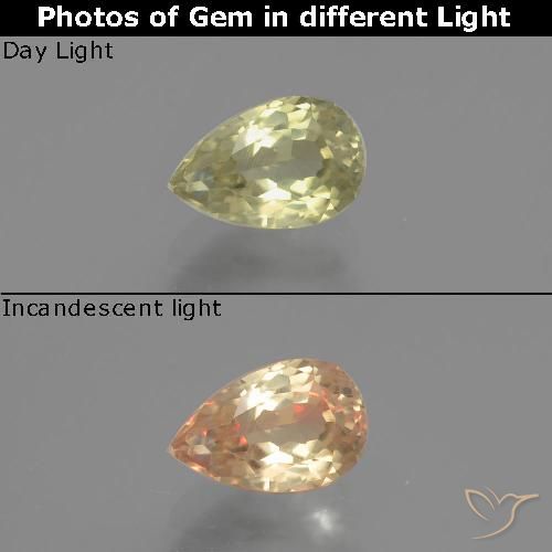 1.10ct Naturale Giallo molto chiaro Diaspro cangiante, Forma a pera, VS