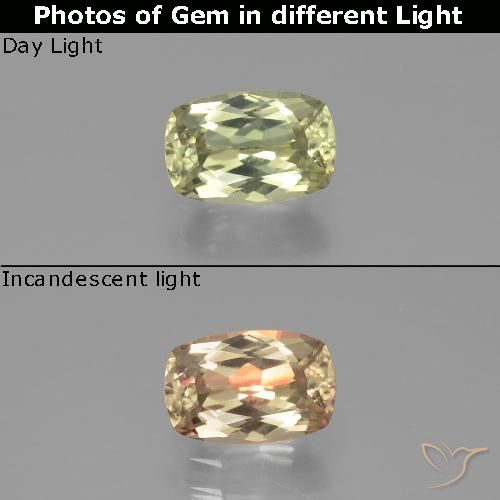 1.31ct Naturale Giallo chiaro Diaspro cangiante, Cuscino, VVS-VS