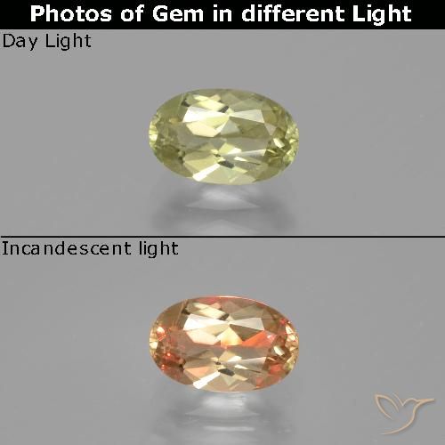 Diasporo cangiante naturale giallo da 1,14 ct, taglio ovale, VVS-VS