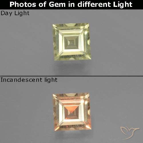 0.81ct Naturale Giallo molto chiaro Diaspro cangiante, Quadrato, VS