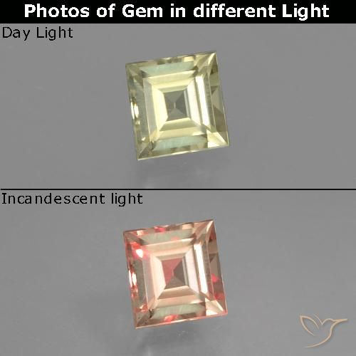 0.55ct Naturale Giallo chiaro Diaspro cangiante, Quadrato, VVS-VS