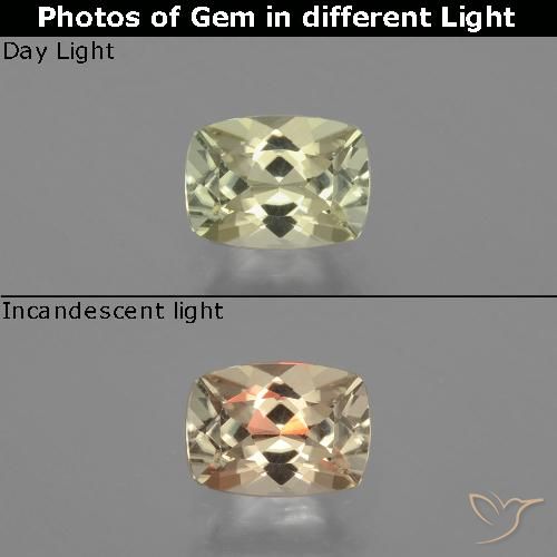 1.03ct Naturale Giallo chiaro Diaspro cangiante, Cuscino, VVS