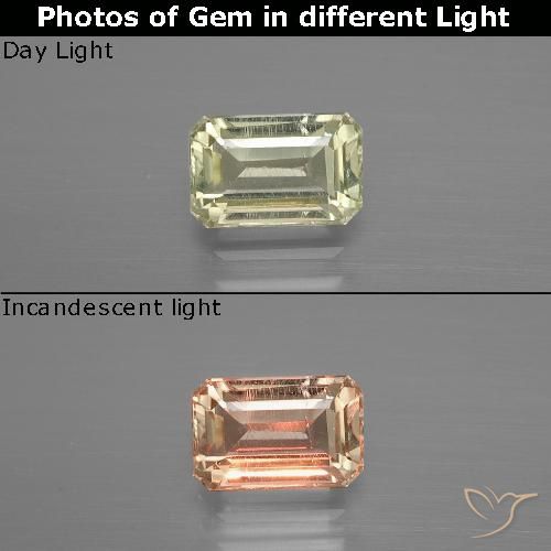 1.17ct Naturale Giallo chiaro Diaspro cangiante, Taglio smeraldo, VS-SI