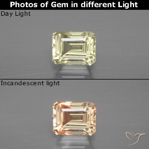 Diaspro cangiante Giallo chiaro naturale da 1.14 ct, Ottagonale / Taglio smeraldo, VVS-VS