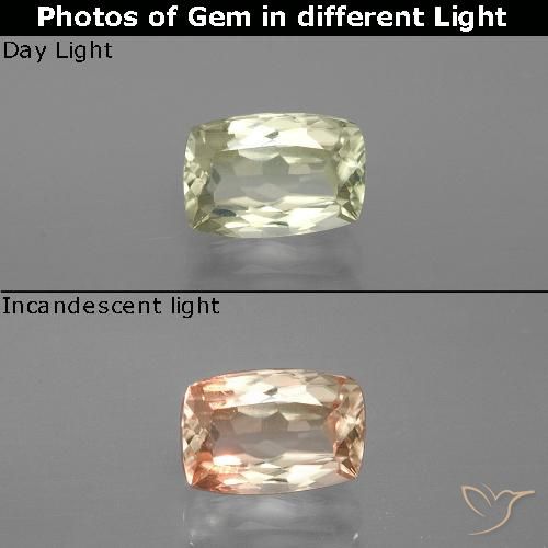 1.19ct Naturale Giallo molto chiaro Diaspro cangiante, Cuscino, VVS