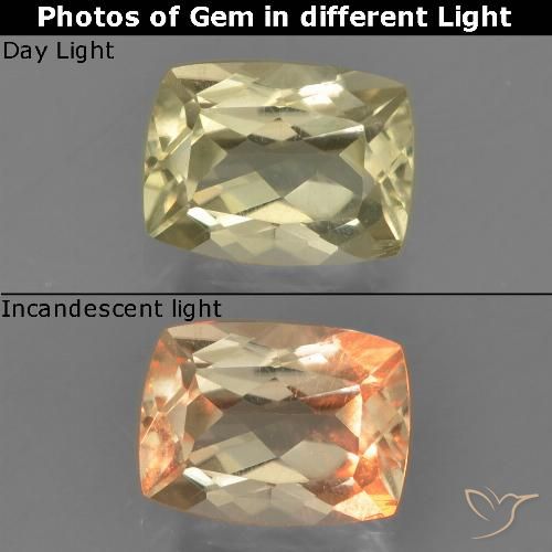 1.12ct Naturale Giallo pallido Diaspro cangiante, Cuscino, VVS-VS