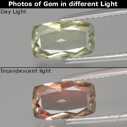 1.26ct Naturale Giallo molto chiaro Diaspro cangiante, Cuscino, VVS-VS