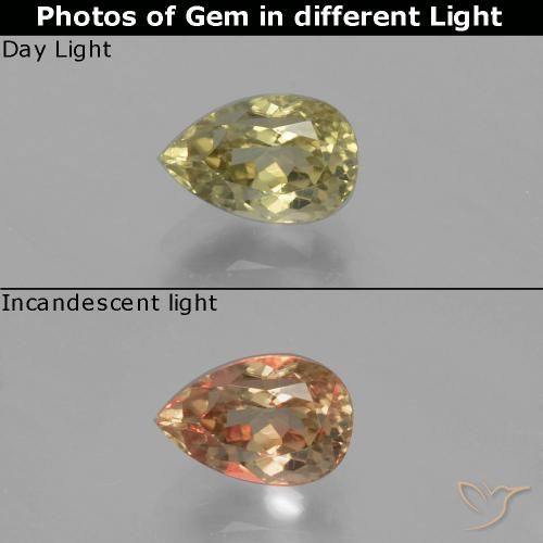 1.27ct Naturale Giallo molto chiaro Diaspro cangiante, Forma a pera, VS