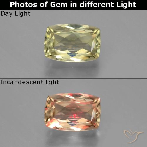 1.22ct Naturale Giallo molto chiaro Diaspro cangiante, Cuscino, VS