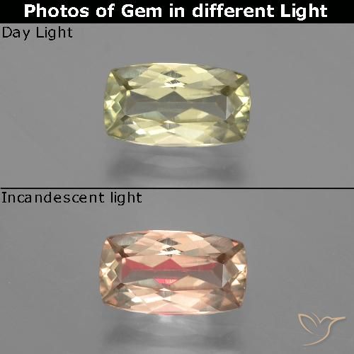 Diasporo cangiante naturale giallo da 1,27 ct, taglio a cuscino, VVS-VS